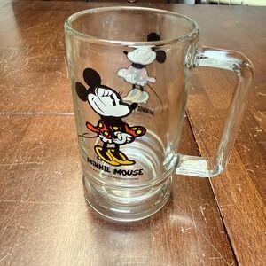 Disney‎ Minnie Mouse Glass Stein Mug Unisex OS Clear Vintage Walt Disney Prod